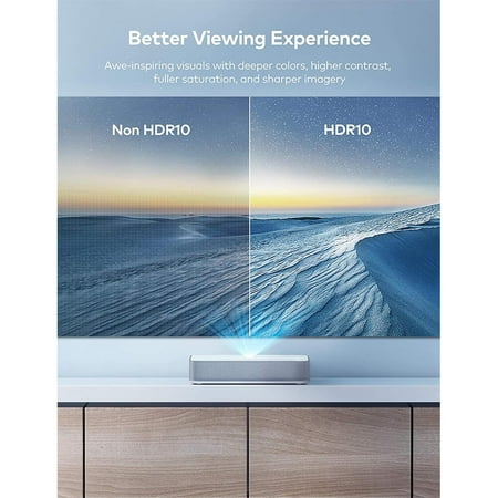 VAVA - 4K via Upscaling UHD Smart Ultra Short Throw Laser TV Home Theater Projector - White/Gray