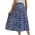 thumbnail image 3 of Women'S Print Long Skirts High Waist Split A Line Full Length Maxi Skirt Navy Blue L, 3 of 7
