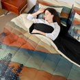 thumbnail image 4 of jejeloiu Modern Art 7-Piece Bedding Comforter Set,Abstract Mountain King Bedding Sets,Teal Orange Beige Bed Sheets For Adults,Breathable Home Decor Reversible, 4 of 8