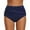a-Navy52, variant on VNKIDY Womens Solid Color High Waisted Bikini Bottoms Ruched Twist Front Design Stretchy Full Coverage Swimwear Bottom For Summer Beach Wear Navy S