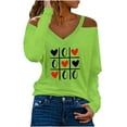 thumbnail image 1 of Pompotops Blouse Décontractée Imprimée Sexy à Manches Longues Col en V Épaules Dénudées T-Shirt, 1 of 4