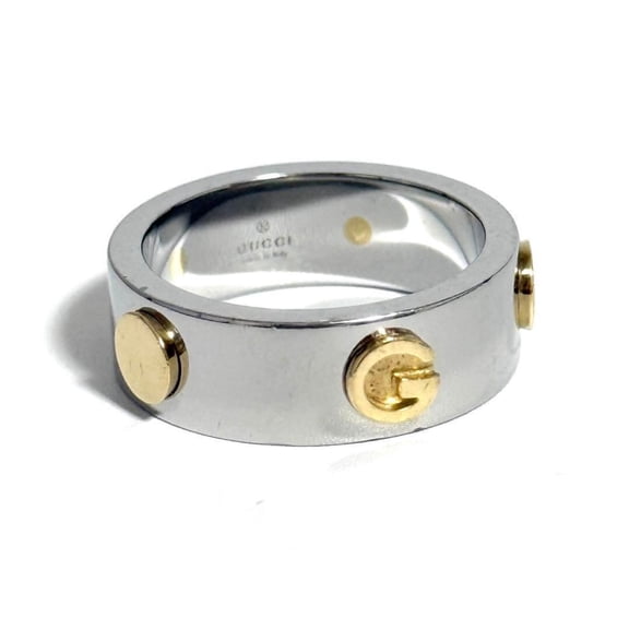Pre-Owned Gucci men's combination ring in stainless steel and gold (Good)