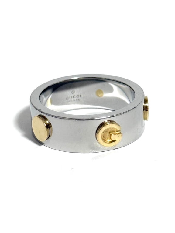 Pre-Owned Gucci men's combination ring in stainless steel and gold (Good)