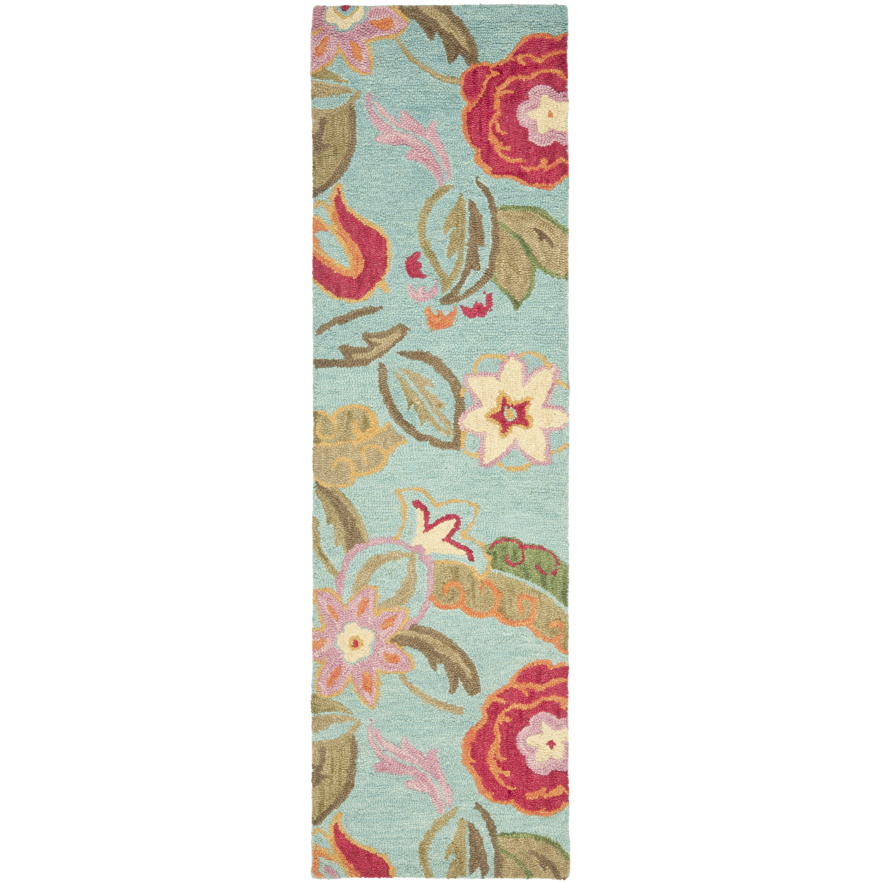 SAFAVIEH Blossom Mia Floral Flowers Wool Area Rug, Blue/Multi, 6' x 6' Square