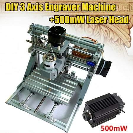 Head Machine CNC 3 Axis Engraver Machine Milling Wood Carving Engraving Machine DIY With 500mW laser head ()