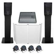 DJ Package w/(2) JBL JRX212 2000w 12" Speakers+Mixer+Totem Style Stands+Facade