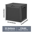 thumbnail image 2 of edx 31 Gallon Outdoor Storage Box, Wicker Pattern Resin Deck Box with Lockable Lid & Built-in Handles, 170 Lbs Capacity Storage Bench for Indoor/Outdoor Use, Black, 2 of 8