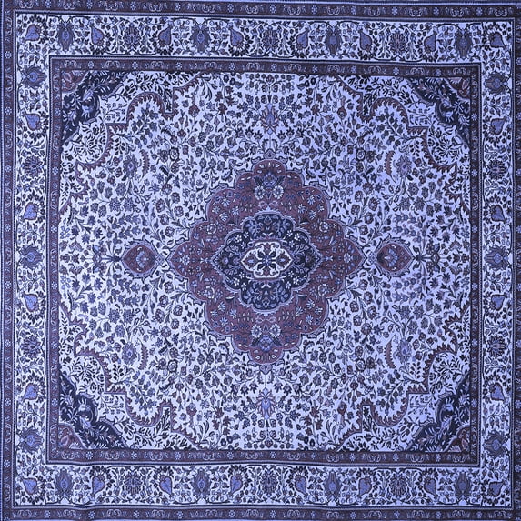 Ahgly Company Machine Washable Indoor Square Medallion Blue Traditional Area Rugs, 7' Square