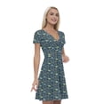 thumbnail image 1 of Women’s A Line Jurassic Summer Dress, Retro Triangle Arrangement, Cross Wrap V Neck, 6 Sizes, by Ambesonne, 1 of 2