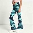 thumbnail image 5 of Spazoro Girls Flare Pants with Pockets, Button Closure Camouflage Print Relaxed Fit Lightweight Retro Bell‑Bottom Trousers for Street Daily Wear Mint Green Size 11-12, 5 of 7