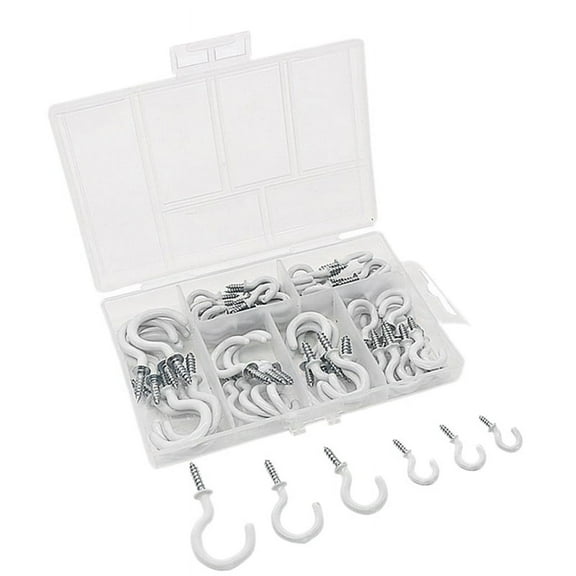 70PCS Ceiling Hooks Heavy Duty Screw Cup Hook for Bathroom Kitchen Wall Ceiling Hanging Various Size Combination Package