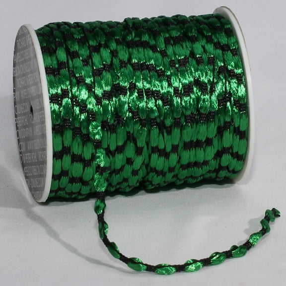 The Ribbon People Green and Black Woven Palomino Braid Craft Ribbon Cording 0.25" x 200 Yards