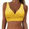 thumbnail image 3 of Hontri Plus Size Swimwear Women Lace Up Swimwear Tops Underwire Full Coverage Bikini Top Push Up Swim Crop Top Tie Back Bathing Suit Tops Yellow Xl, 3 of 4
