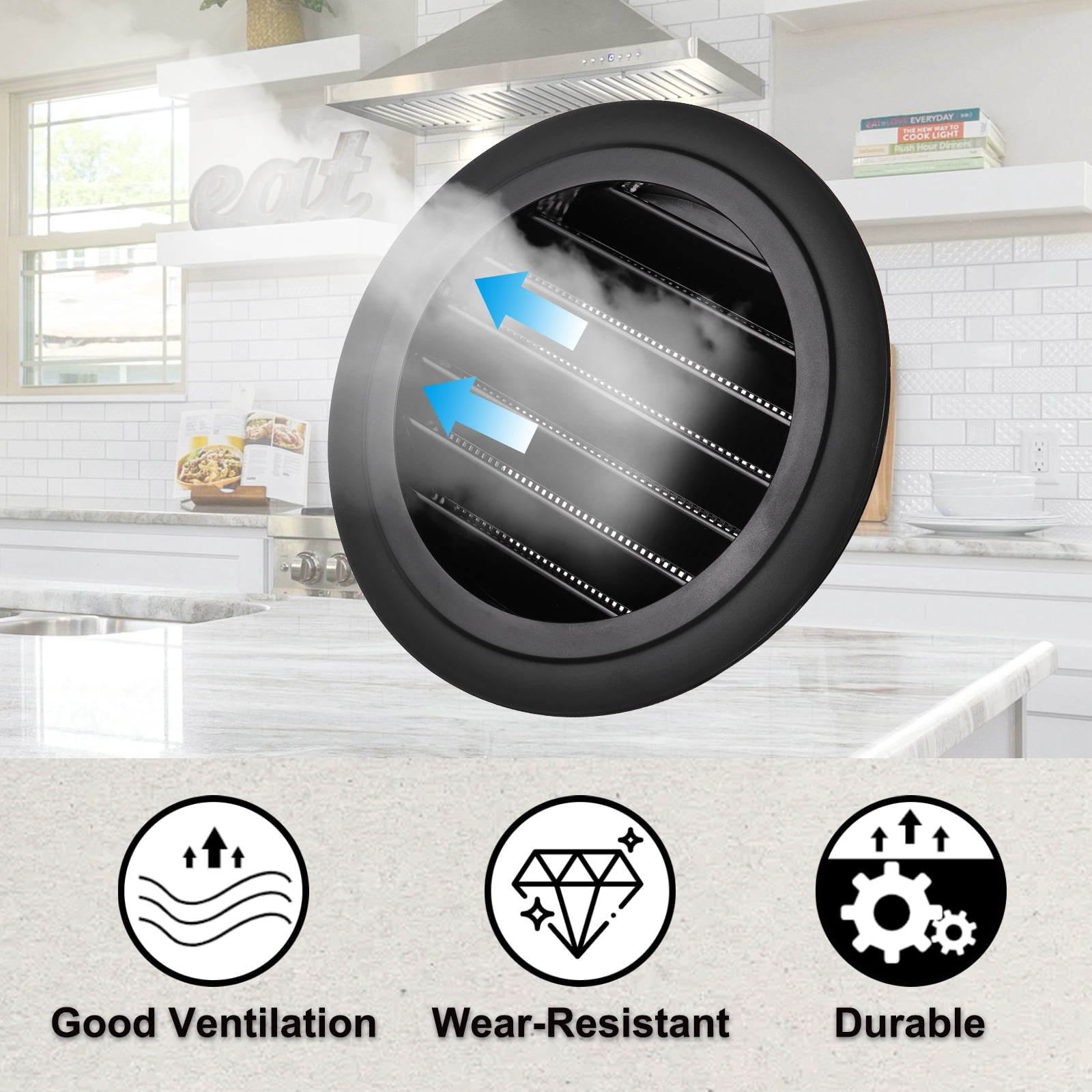 Uxcell Round Air Vent Cover Soffit Vents ABS Ceiling Vent Covers Air Vent Louver for Living Room Greenhouse 6 Inch