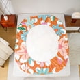 thumbnail image 5 of Manfei Colorful Flowers 4 Pieces Queen Sheet Sets for Teens Adults,Orange Polka Dots Ultra Soft Flat Sheet,Chic Floral Blossoms Queen Fitted Sheet,Lightweight Room Decor, 5 of 7
