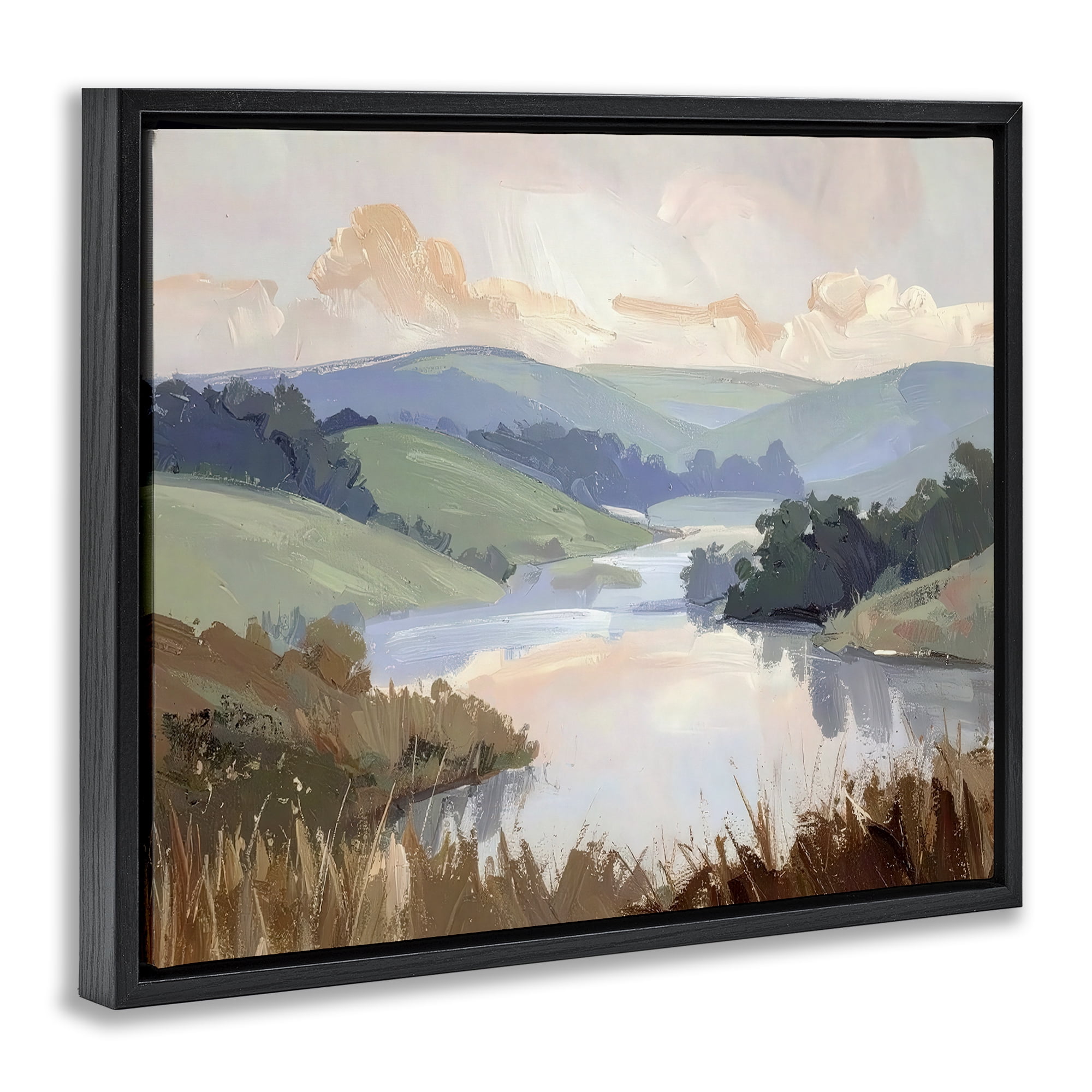 Stupell Industries Muted Distant Mountains Black Framed Floater Canvas Wall Art, design by Alonza Saunders
