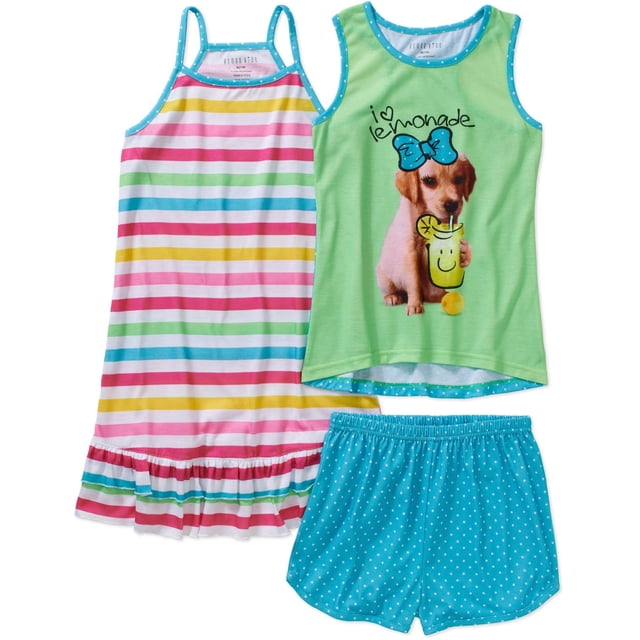 Komar Kids Ensemble de Pyjama pour Filles, Chemise de Nuit et Shorts
