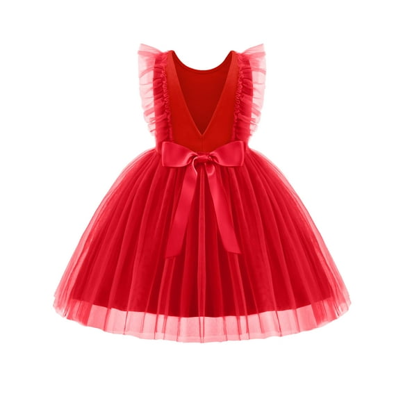 Vestido Arshiner para niñas pequeñas, sin mangas, con forma de princesa, tutú, rojo