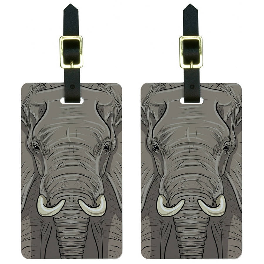 Elephant Africa Safari Luggage Tags Suitcase CarryOn ID, Set of 2