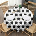 thumbnail image 3 of Soccer Ball Pattern Round Tablecloth 60"x60",Wrinkle Wipeable Table Cloth for Kitchen Dining Room Picnic Patio Party, 3 of 6