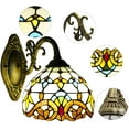 thumbnail image 6 of Fetcoi, Wall Sconce Stained Glass Shade Wall Lamp Indoor Lighting Fixture Stained Glass Vintage Antique Light Classic Style, 6 of 9