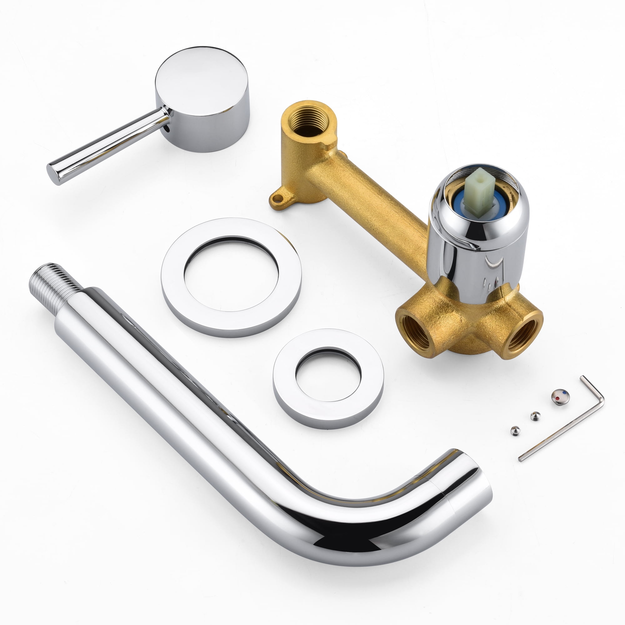 SUMERAIN Wall Mounted Bathtub Faucet, Chrome Single Handle Tub Faucet