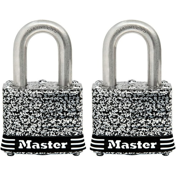 Master Lock 3SST Stainless Steel Outdoor Padlock with Key, 2 Pack Keyed-Alike