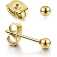 thumbnail image 5 of Knubmt 5 Pairs 316L Stainless Steel Stud Earrings Lightweight 3-7mm Small Ball Stud Earrings for Women Men, Gold, 5 of 6