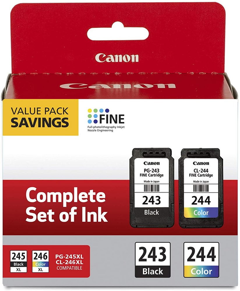 for Pixma TR4520 MG2525 MG2522 TS3122 TR4522 MX492 TS3320 MX490 TS3322 Printer JICDHBIW Remanufactured Ink Cartridge Replacement for Canon 243 244 PG-243 CL-244 PG-245 CL-246 Black Color 2 Pack 