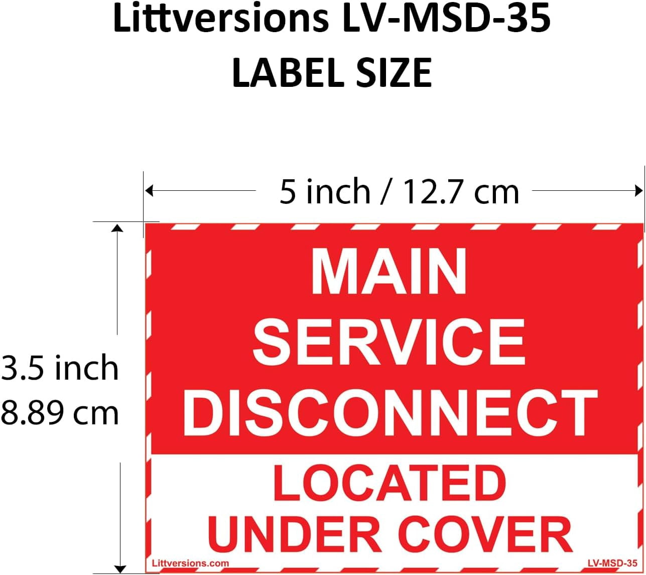 5" x 3.5" Main Service Disconnect Located Under Cover Labels Sign Sticker Electrical Vinyl EPA5AP