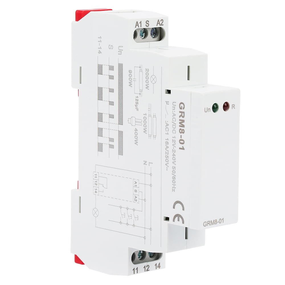 Din Rail Electronic Impulse Relay A1-A2 Latching Relay 35mm DIN Rail Impulse Relay GRM8-01 for Indoor Outdoor Office 