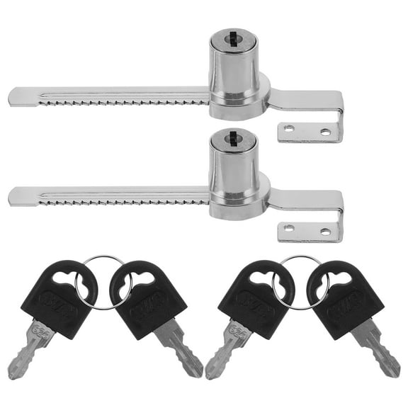 FRCOLOR 2 Sets Easy-to-install Sliding Glass Door Lock with Key for Display Case Secure Iron Glass Cabinet Lock Cabinet Sliding Lock with Keys