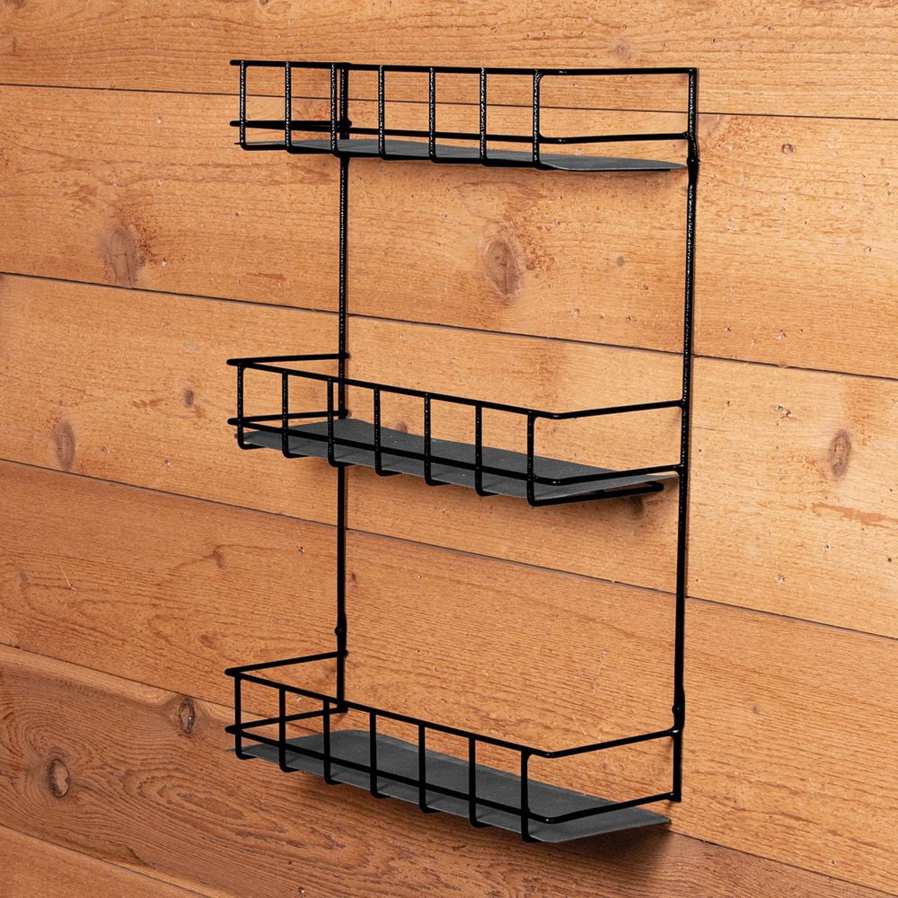 Easy-Up 3 Tier Wire Basket Rack | Ideal Horse Stable Organizer | Color Black