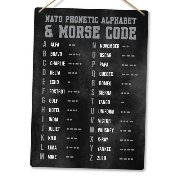 Size: 16" x 12" - New ListingMetal Wall Sign NATO Phonetic Alphabet & Morse Code Father's Day Son Girl