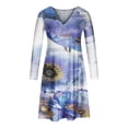 thumbnail image 4 of Vestido de jersey con cuello en V y manga larga estampado a la moda para mujer Fridja  yut4360, 4 of 5