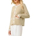 thumbnail image 4 of INSPIRE CHIC Women's Button Down Cardigan Sweater Crewneck Contrast Trim Long Sleeve Knit Ribbed Jacket S Khaki, 4 of 5