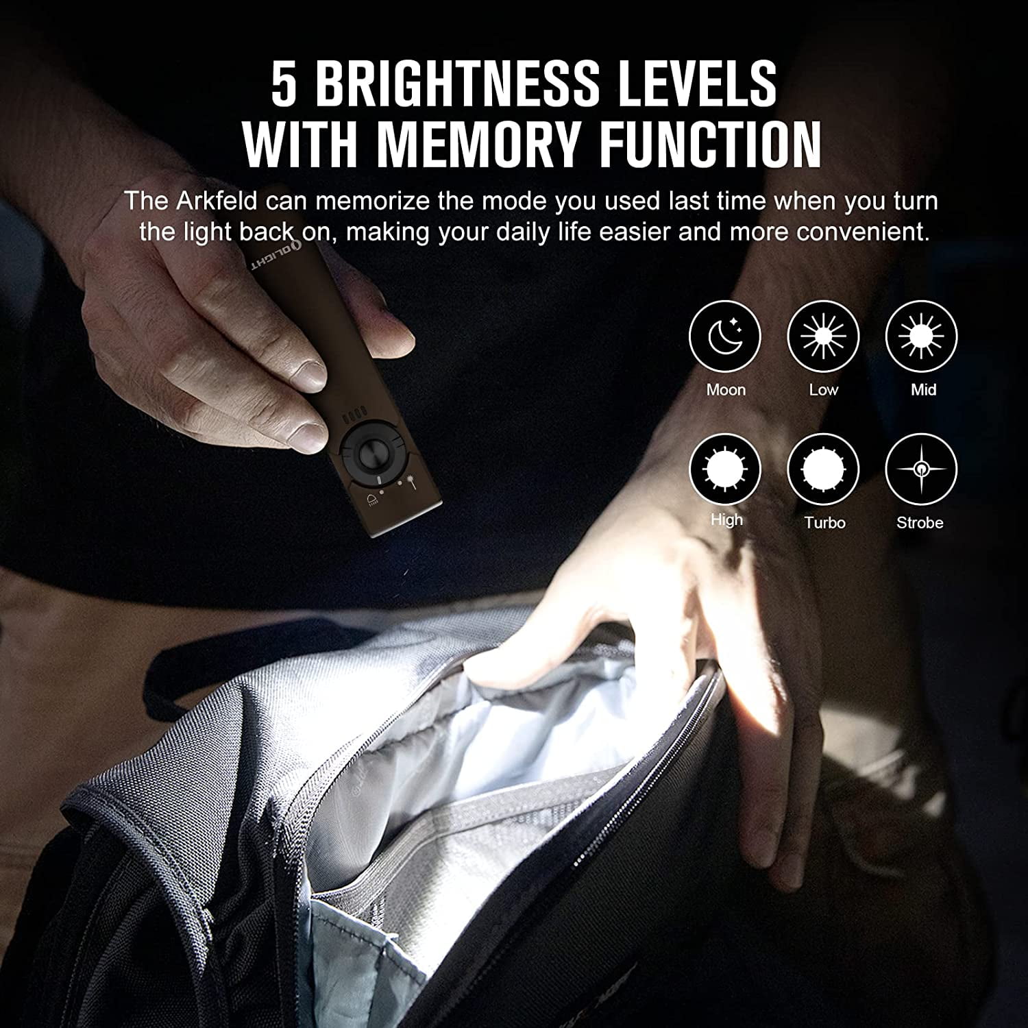 OLIGHT Arkfeld EDC Flat Flashlight, 1000 Lumens White LED Light with Green Beam Combo, Power by Rechargeable Built-in Battery for Outdoors, Emergency, Work (Desert Tan)