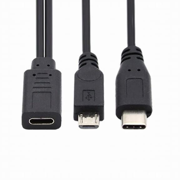 Xiwai Type-C USB-C Female to USB-C Type C USB 3.1 & Micro USB Male Splitter Extension Charge Cable