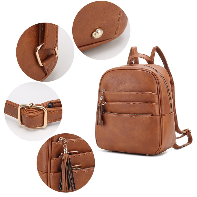 Elegant Brown Faux Leather Backpack or Purse Amazon.com: Kattee Genuine Leather Backpack Purse for Women  main image 3