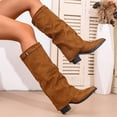thumbnail image 6 of RotHome Women Thigh High Boots Wide Calf Chunky High Heel Pointed Toe Fold Over Boot Fashion Fall Winter Tall Pull On Knee High Boots for Women, 6 of 9