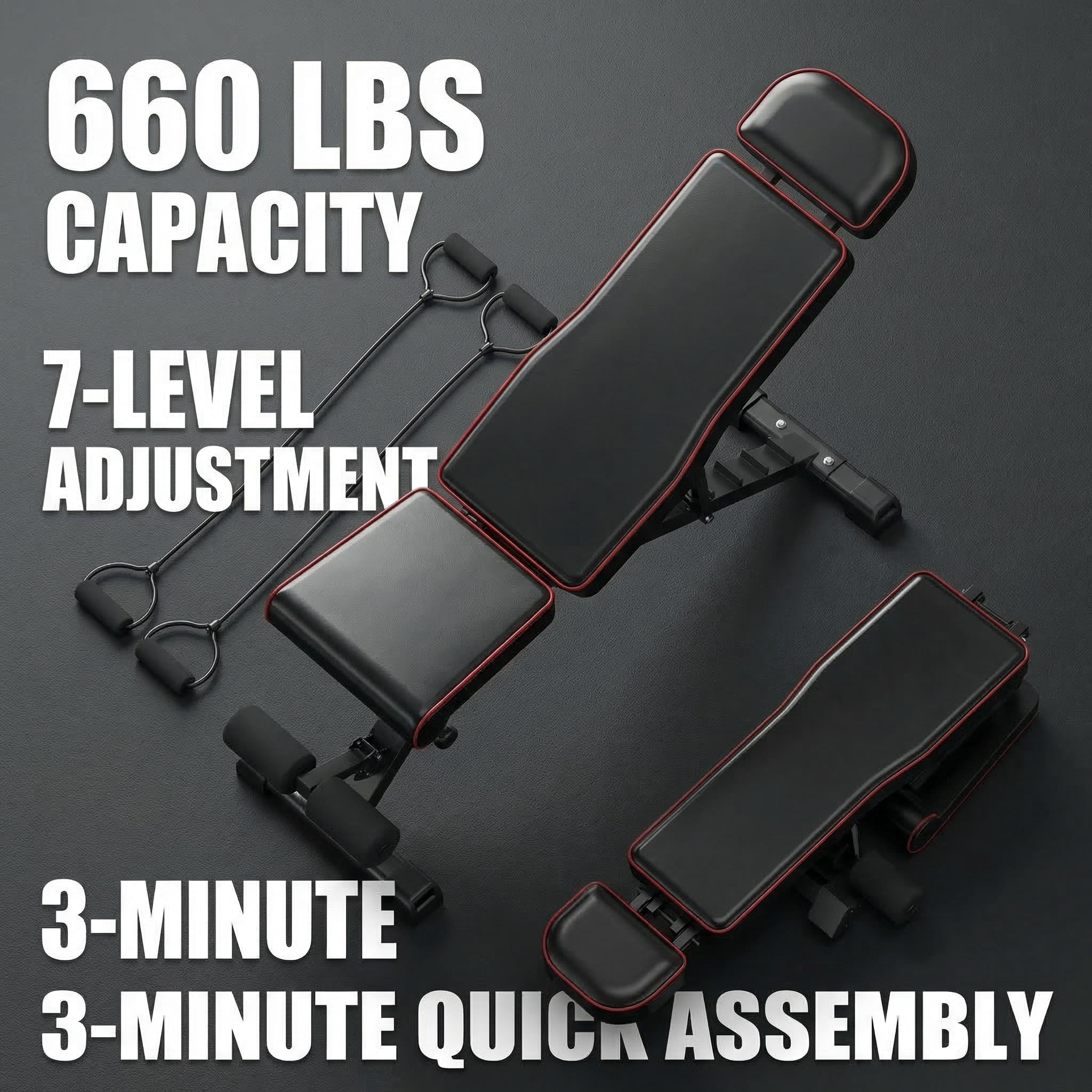 SUGIFT 660LBS Adjustable Weight Bench, 7-Position Foldable for Home Gym