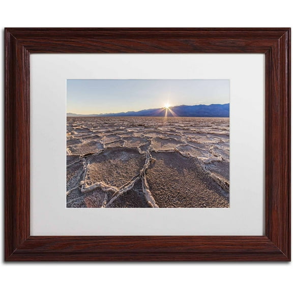 Trademark Fine Art "Badwater Sunset" Canvas Art by Pierre Leclerc, White Matte/Wood Frame