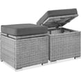 thumbnail image 1 of JJUN Set of 2 Wicker Ottomans, Multipurpose Outdoor Furniture for Patio, Backyard, Additional Seating, Footrest, Side Table w/Storage, Removable Cushions - Gray/Gray, 1 of 15