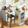 thumbnail image 4 of Harper & Bright Designs Rolling Kitchen Island With Extended Table, Kitchen Island on Wheels with LED Lights, Power Outlets and 2 Fluted Glass Doors, Kitchen Island with Storage Shelves, White, 4 of 20