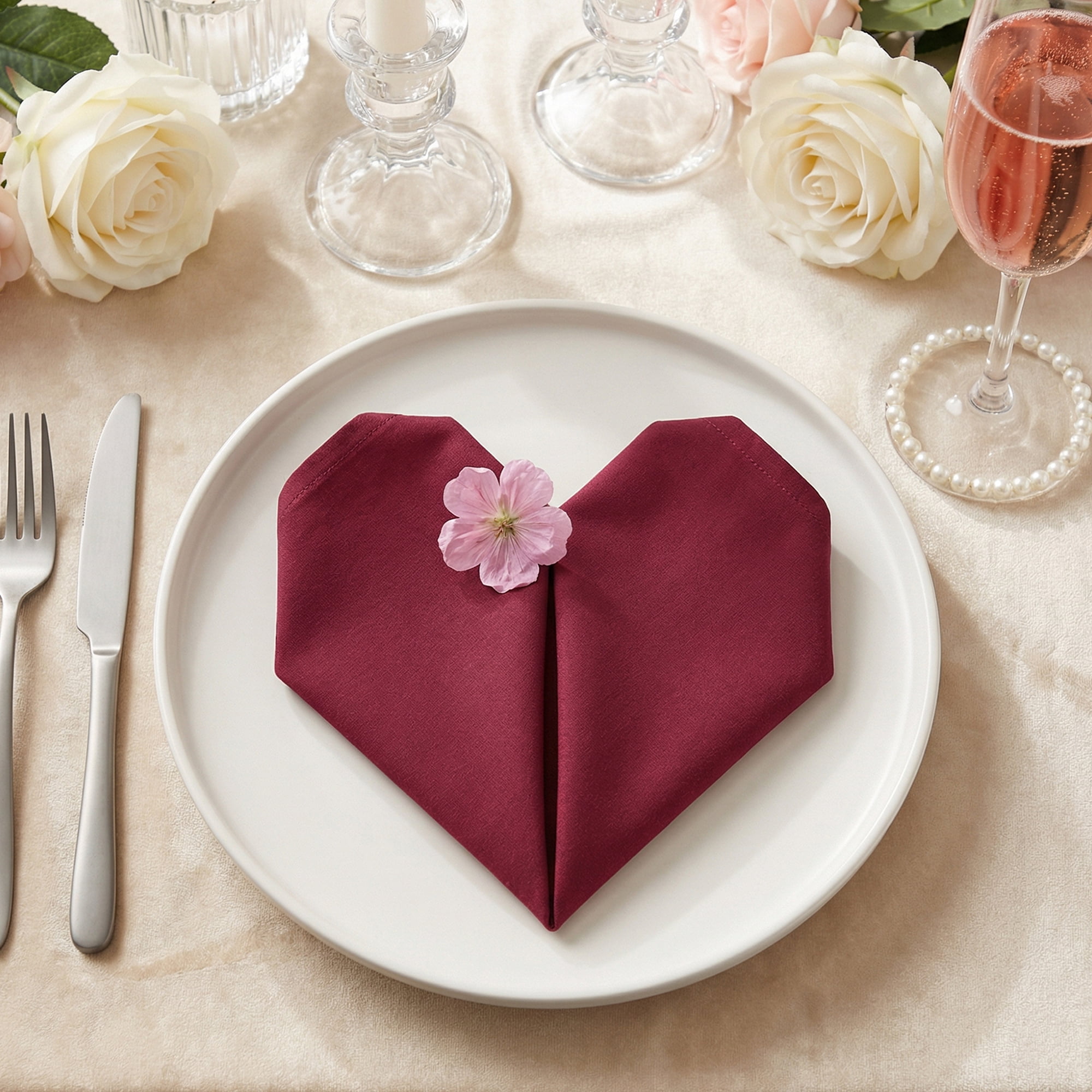Unique Bargains 12Pcs Cotton Washable Reusable Events Cloth Napkins Burgundy 16x16inch