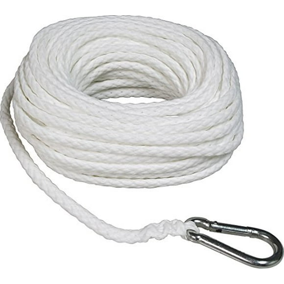 SeaSense 1/4" x 100' Ligne d'Ancrage de Tresses Creuses Poly, Blanc