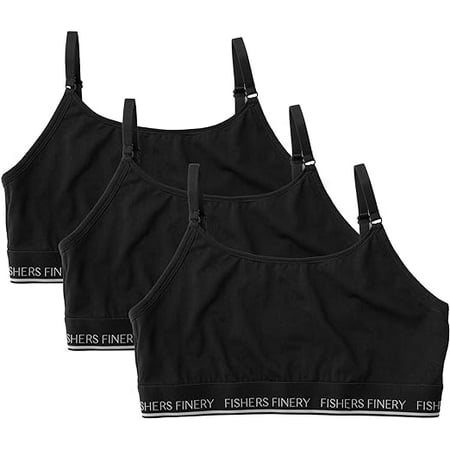 Fishers Finery Women s Lightweight Pull Over Bralette with Adjustable Straps - Smooth Unlined Bra Everyday Comfort Sleep and Lounge (Black  XS  3PK)