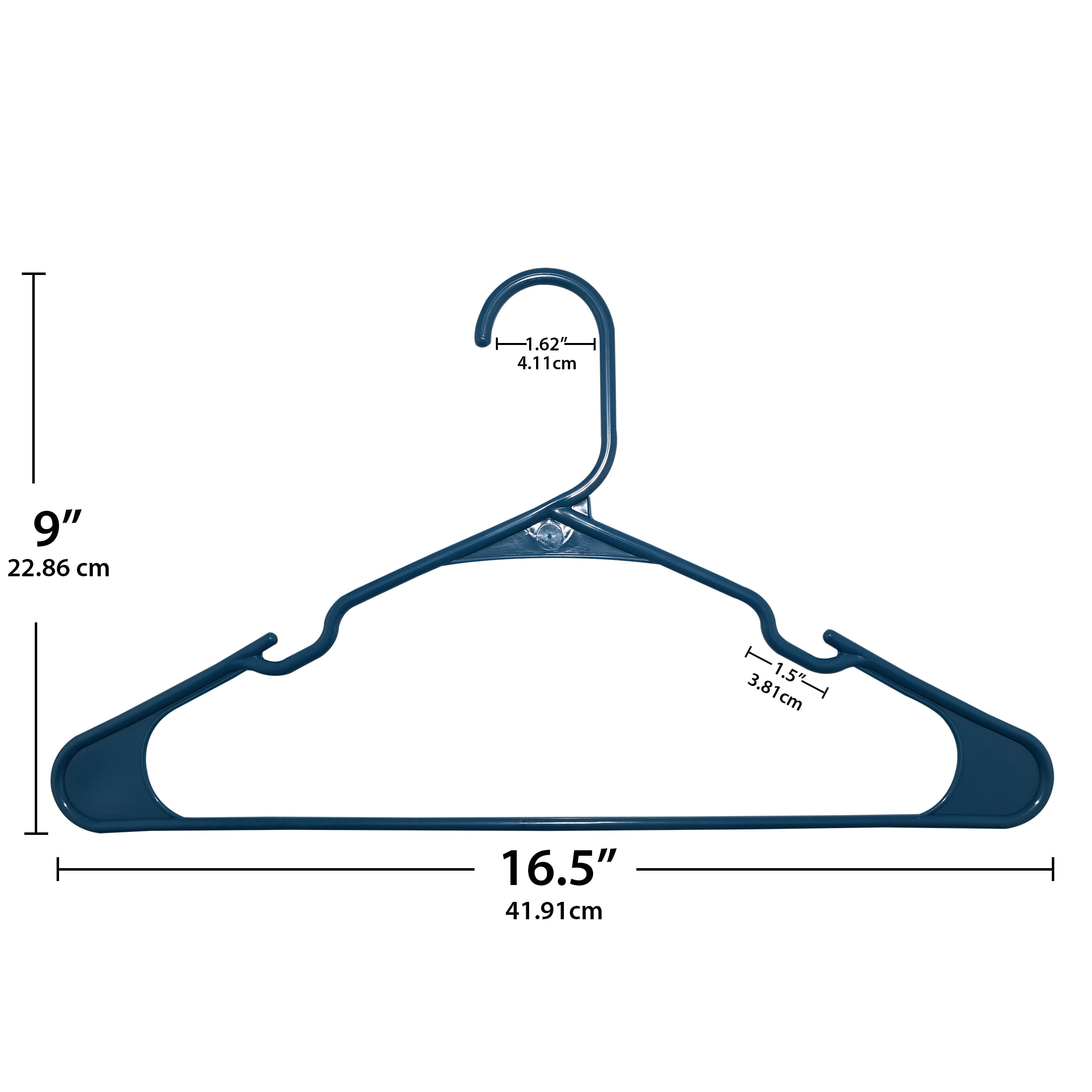 Mainstays Plastic Notched Adult Clothes Hangers, 18 Count, Corsair