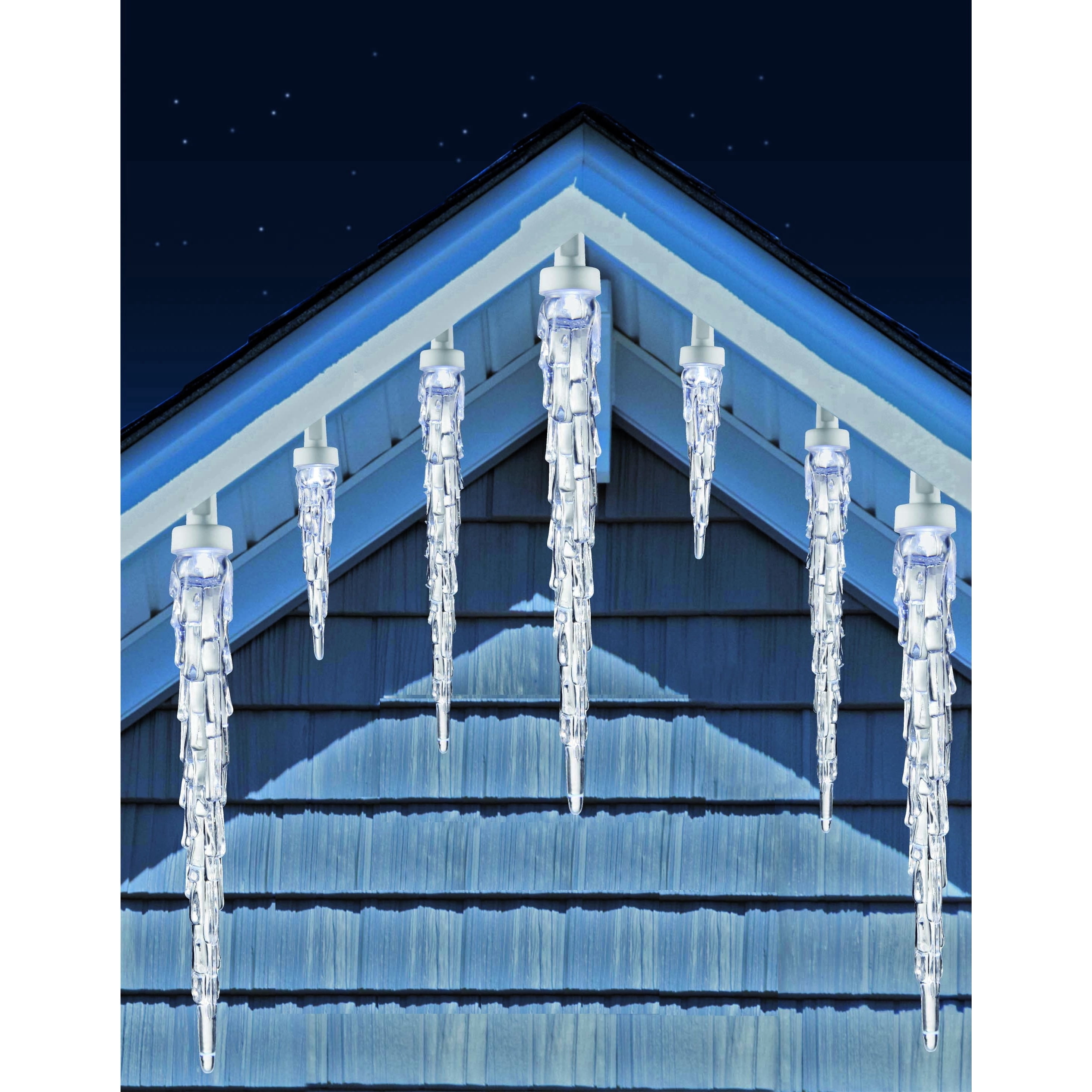 Indoor/Outdoor 25-Count LED Random Twinkling Christmas Icicle Lights, Cool White, White Wire, 12', by Holiday Time