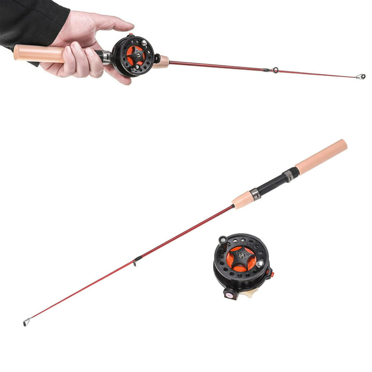 Mini Telescopic Ice Fishing Rod Portable River Carp Fishing Pole Winter Telescopic Fishing Rod Tackle - with Fishing Reel Type D, Boy's, Size: 60 cm
